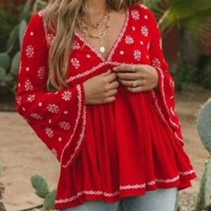 Red Floral Women's Top